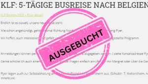 KLF: Reise nach Belgien – ausgebucht